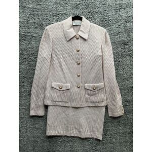 St John collection‎ knit pink Multi Jacket & Skirt Size 12/14